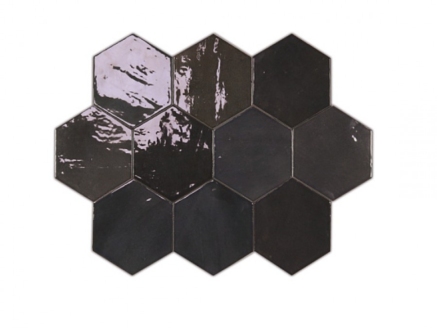 Плитка настенная 12.4x10.8 Zellige Hexa Graphite 122087 Wow