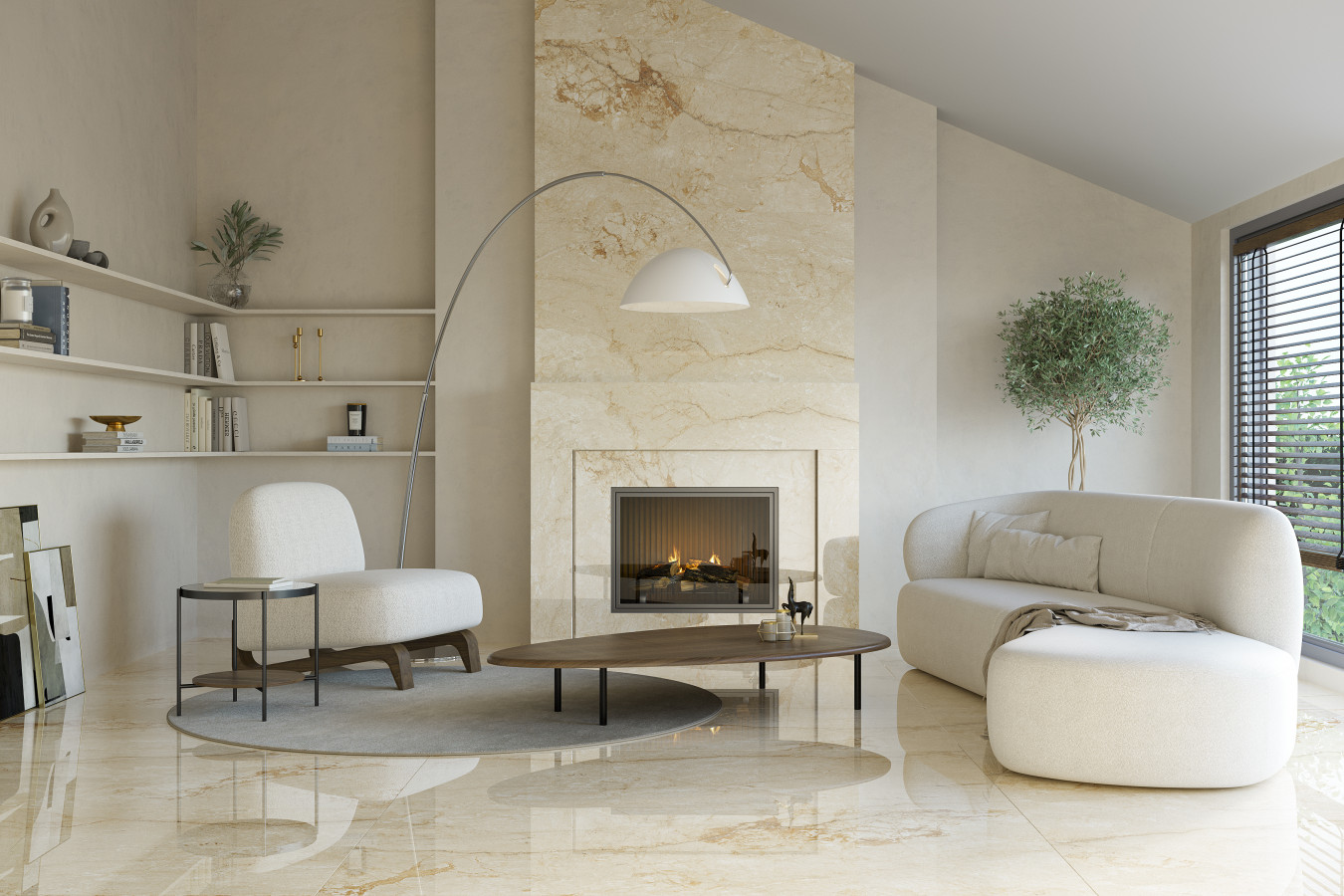 Керамогранит Creto Temptation Avorio MPL-057485 160x80 9мм глянцевая